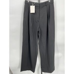 COS Women’s Wide-Leg Tailored Wool-Blend Trousers Black Pants Sz 10